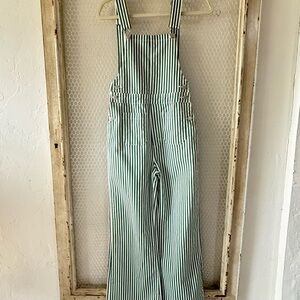 ROLLA'S Green and White Striped Women's Overalls